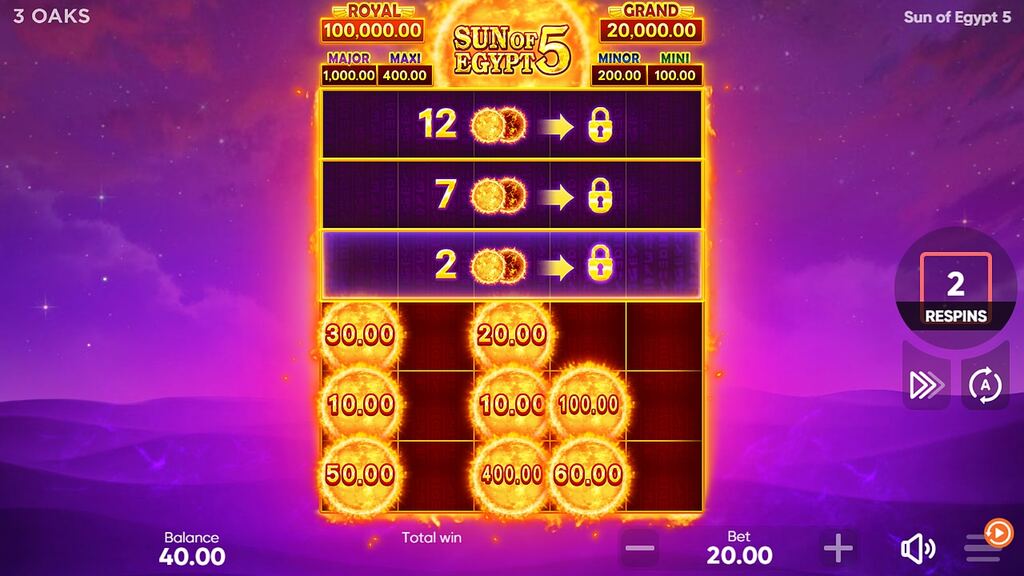 Μπόνους Sun of Egypt 5 με επιπλέον σειρές