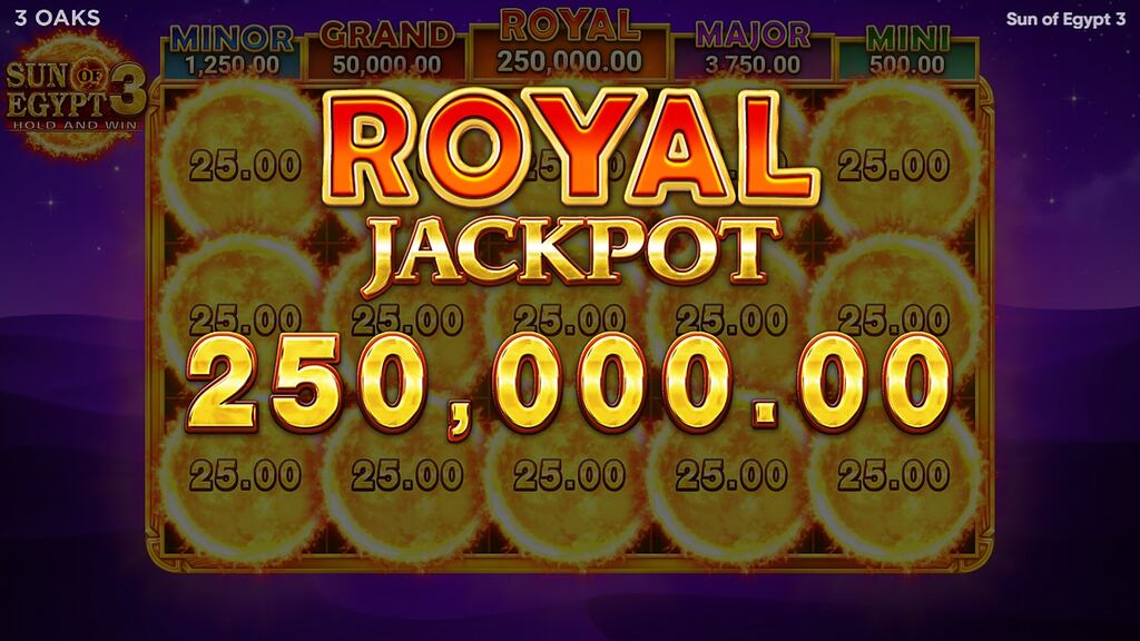 Οθόνη νίκης Royal Jackpot στο Sun of Egypt 3