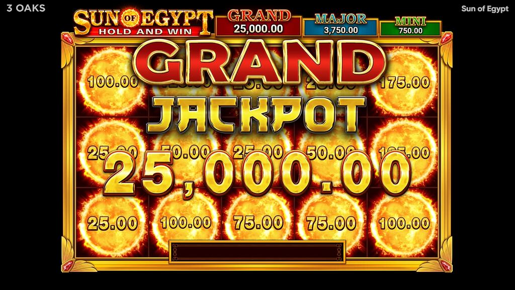 Οθόνη νίκης Grand Jackpot 1.000× στο Sun of Egypt